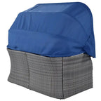 Outdoor Gray Wicker Daybed with Cushions and Retractable Canopy