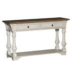 Morgan Creek Antique White Wire Brushed Tobacco Accents Sofa Table