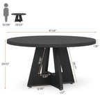 47 Inch Round Dining Table for 4, Wood Kitchen Dinner Table for Kitchen Dining Living Room - N/A