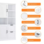 62 Tall Bathroom Storage Cabinet, Freestanding Floor Storage Cabinet With Drawer & Adjustable Shelf, Pantry Storage Cabinet For Bathroom Living Room