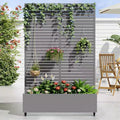 MAYEERTY Planter Box with Trellis Iron Gray Louvered Classic Style 72x35x16in 3-Piece Set