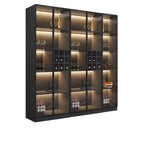 Minimalist Black Wooden Wine Rack Cabinet with Glass Door