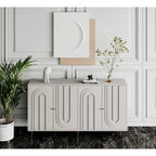 60-in Modern Blue/ Grey Lacquered 4 Door Wooden Sideboard Buffet Server Accent Storage Cabinet