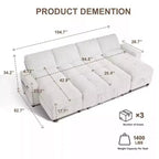 104 U-Shaped Convertible Sleeper Sofa Bed with Storage