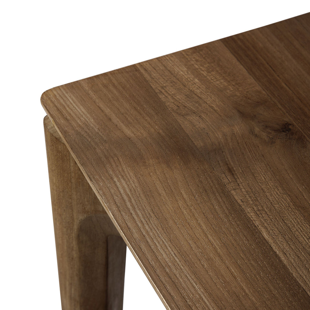 Natural Teak Extendable Dining Table with Concealed Extension Leaf for Dining Room