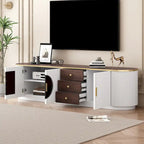 70.8 Floor Curved Storage TV Stand with 3 Drawers 3-Door Decorative TV Cabinet for TVs up to 80 Media Console Table