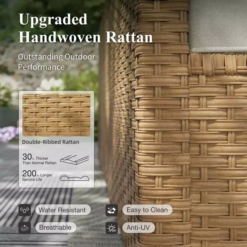 Captiva Designs Outdoor Sectional Wicker Rattan Conversation Set for Garden and Backyard