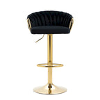 Set of 4 Bar Stool Adjustable Height Swivel Velvet Woven