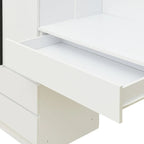 3-in-1 Wardrobe Closet with Vanity Desk, Desk Set, Bedroom Armoire with 2 Drawers 3-Door Storage Desk Wardrobe