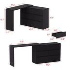 Smart Rotatable/Extendable Buffet Sideboard with 6 Drawers, Extended Countertop, Non-slip Mat, Rotating Dining Table, Kitchen Island Pantry