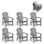Vrakae 6 Pcs Patio HDPE All-Weather Stacking Adirondack Chair