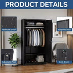 72in Heavy Duty Steel Wardrobe Cabinet with Lock, Metal Garage Storage Cabinets, Metal Cabinet Storage for Home, Bedroom, Office, Closet