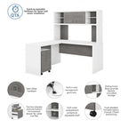 Echo L Shaped Desk with Hutch and Drawers
