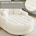 Chenille Chaise Lounge Sofa Bed, Upholstered Sofa Couch with Tufted Backrest and 2 Detachable Pillows for Living Room