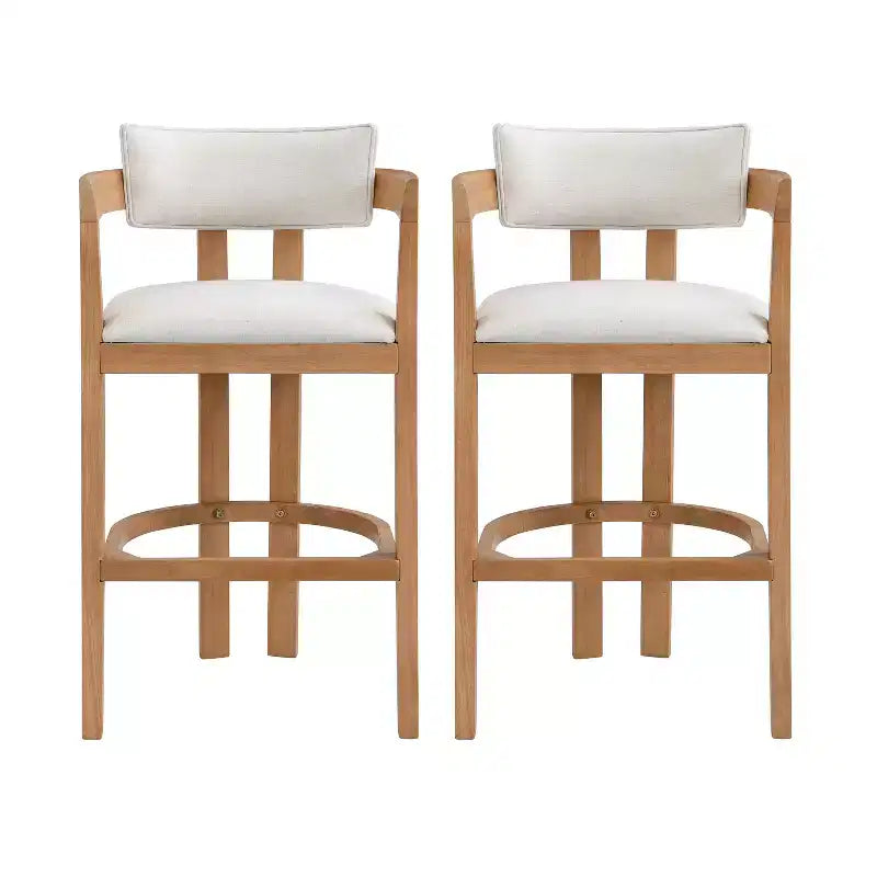 Christopher Knight Home Peyton Rubberwood Upholstered Bar Stool with Curved Open Back (Set of 2)