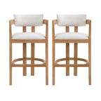 Christopher Knight Home Peyton Rubberwood Upholstered Bar Stool with Curved Open Back (Set of 2)