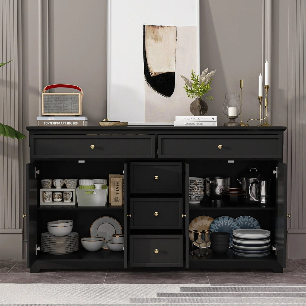59.1Sideboard Buffet White Mid-Century Modern Contemporary Lacquered