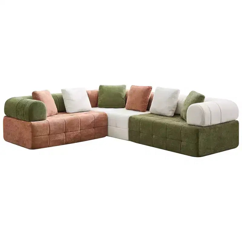 110.23 in. W Colorblock Modular 4-Seater Chenille Sofa with Curved Armrests