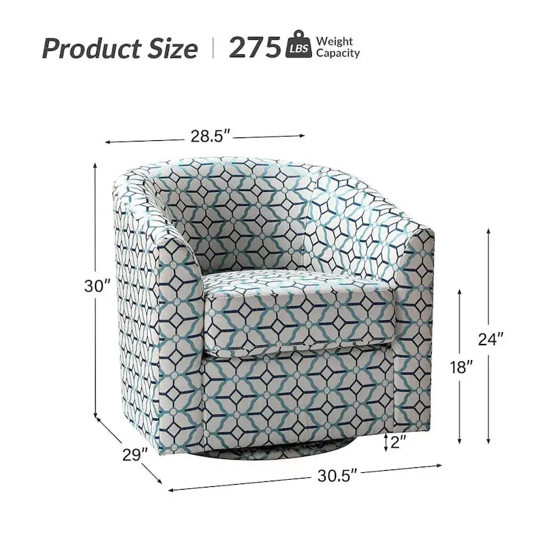 Cuenca Modern Upholstered Barrel Chair with Swivel Base Set of 2