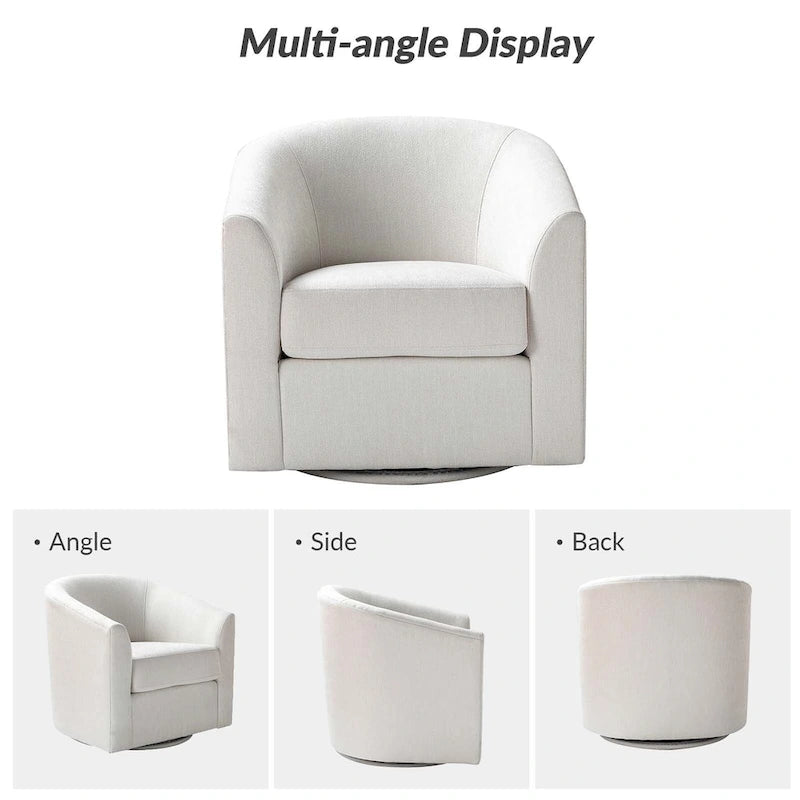Cuenca Modern Upholstered Barrel Chair with Swivel Base Set of 2