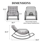 Oversized Rocking Lounge Chair, 450 lbs Extra Large Outdoor Recliner with Water-resistant Cushions