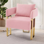Set of 2 Modern Upholstered Accent Chairs with Gold Metal Legs for Living Room, Bedroom, or Office