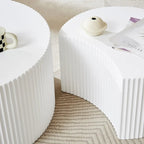 Modern Glam Round End Nesting Coffee Table Set for Living Room (Set of 2) No Assembled