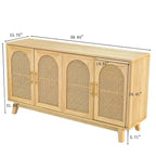 4-Door Cabinet with Rattan Doors