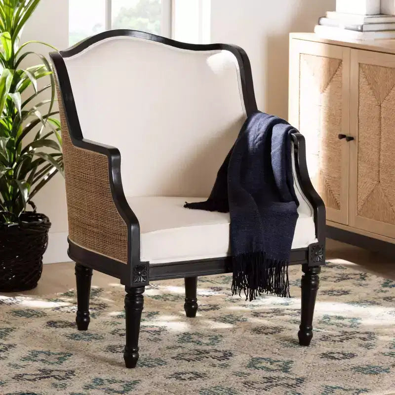 bali & pari Elizette Fabric and Wood Accent Chair