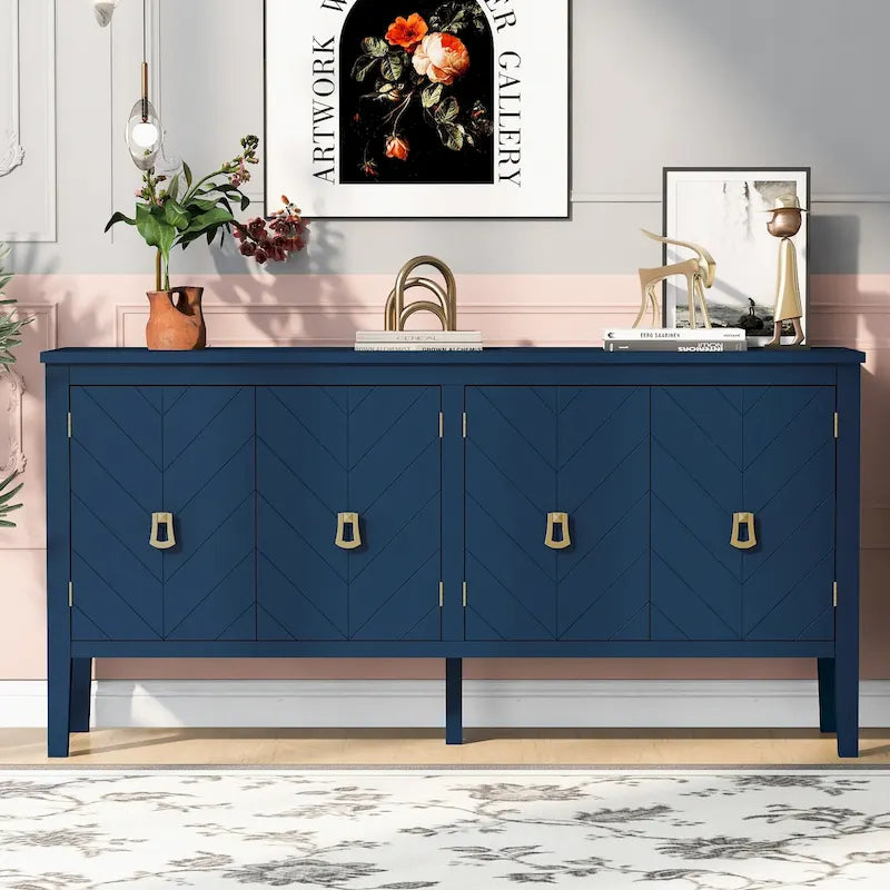 4-deurs opbergdressoir met geometrisch paneelontwerp