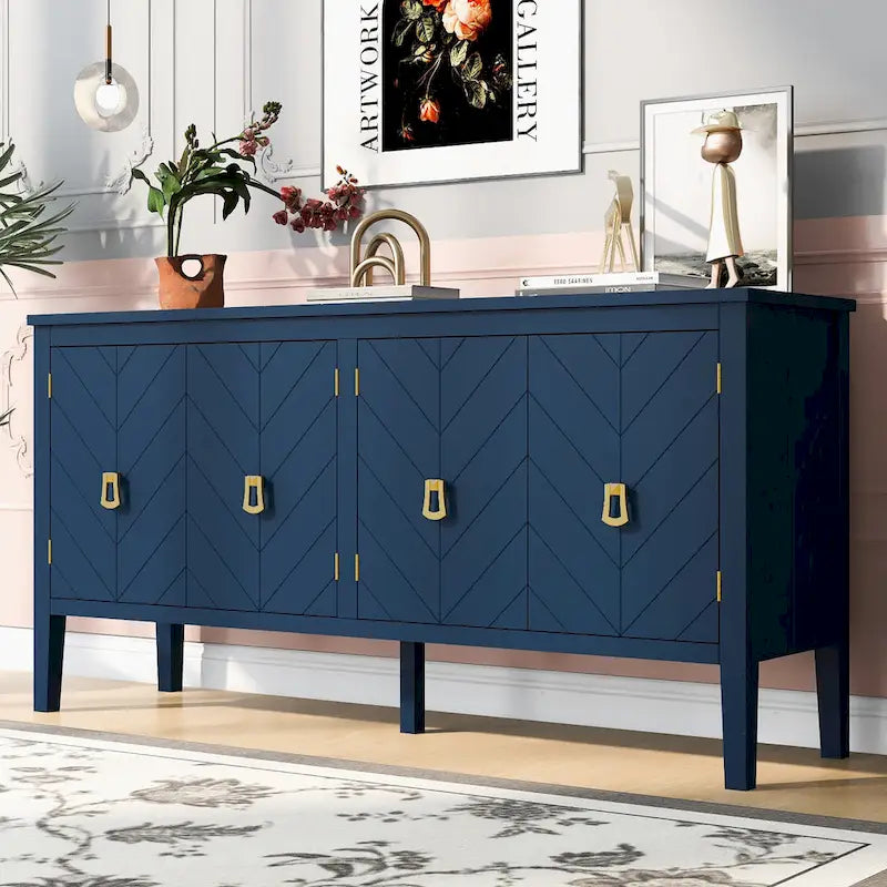 4-deurs opbergdressoir met geometrisch paneelontwerp