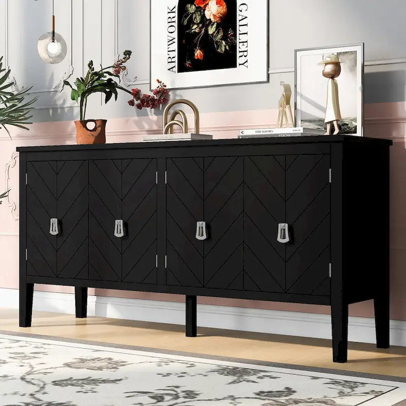 4-deurs opbergdressoir met geometrisch paneelontwerp