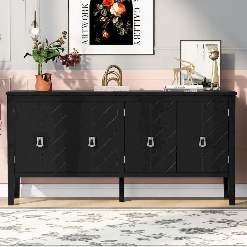 4-deurs opbergdressoir met geometrisch paneelontwerp