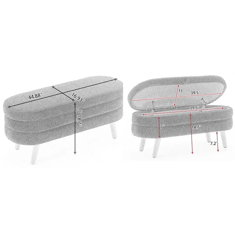Opbergbankje met houten poten