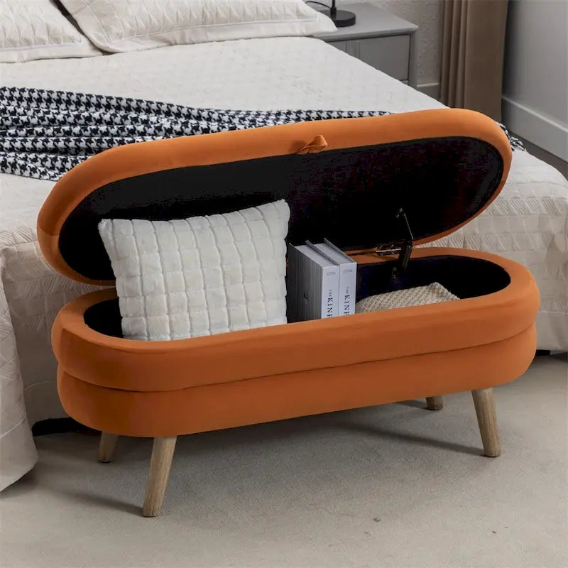 Opbergbankje met houten poten