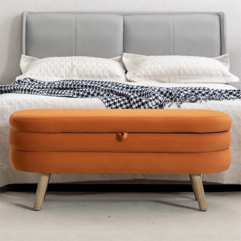 Opbergbankje met houten poten