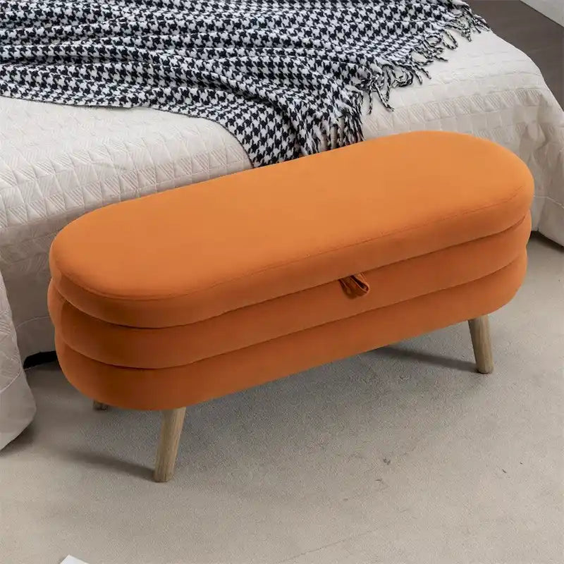 Opbergbankje met houten poten
