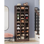 30 Pairs Tall Shoe Cabinet, 10 Tiers White Wooden Shoe Storage Rack for Closet, Entryway - 10-tier