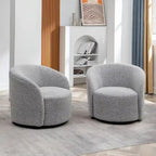 KINWELL 34 Wide Upholstered Swivel Accent Barrel Chair (Set of 2)