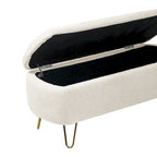 Ovale opbergbank met goudkleurige metalen poten – 100 cm L x 40 cm B x 39,4 cm H