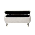 Ovale opbergbank met goudkleurige metalen poten – 100 cm L x 40 cm B x 39,4 cm H