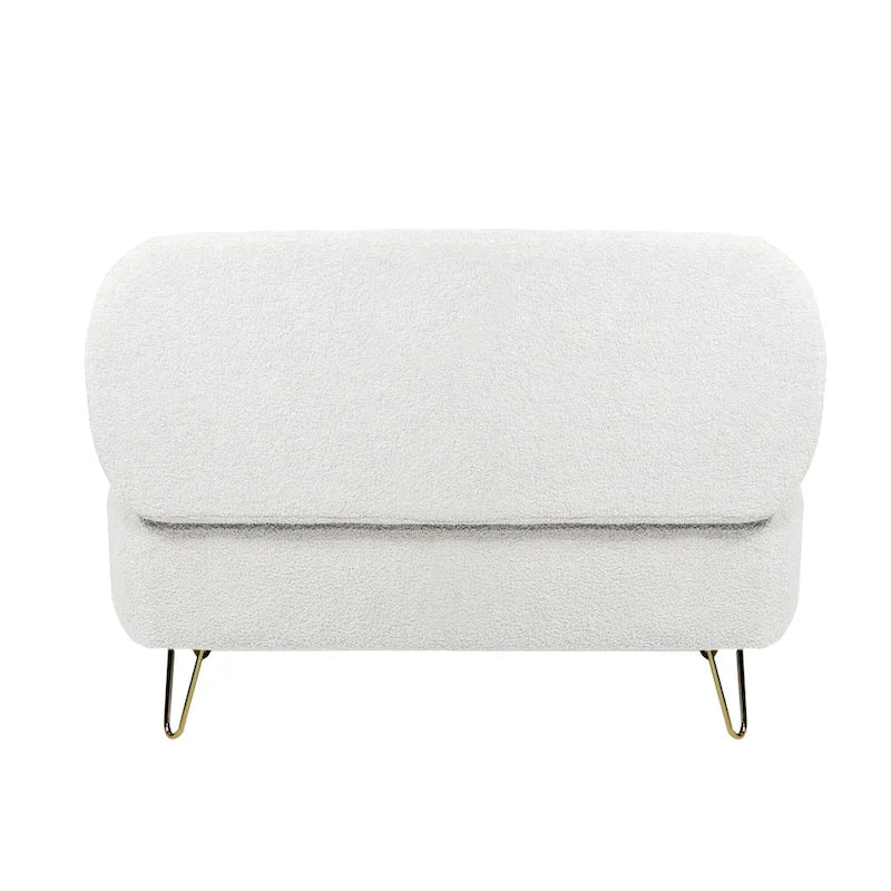 Ovale opbergbank met goudkleurige metalen poten – 100 cm L x 40 cm B x 39,4 cm H