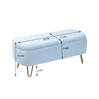 Ovale opbergbank met goudkleurige metalen poten – 100 cm L x 40 cm B x 39,4 cm H