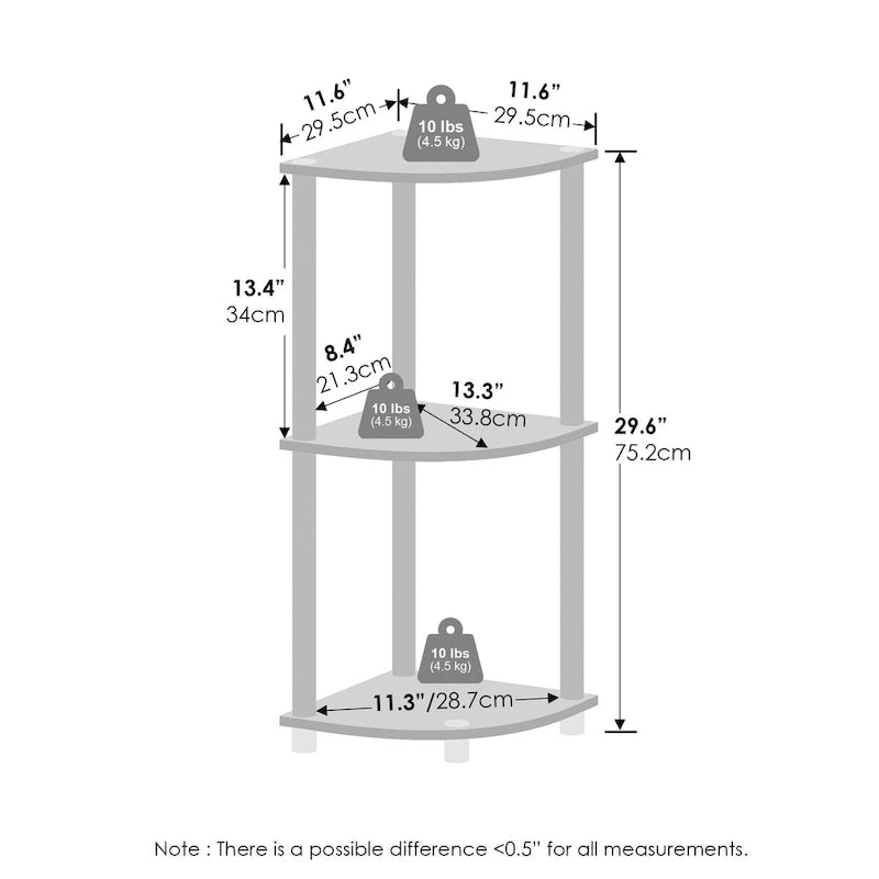 3-Laags Multifunctioneel Hoekrek met Display Opslag