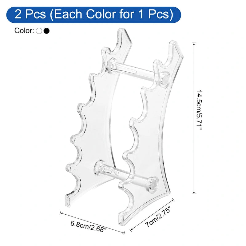 6-Vaks Acryl Pennenhouder Standaard, Set van 2 – Helder & Zwart