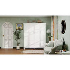 White Wood 61.42 in. Armoire with 2 Drawers, Hanging Rod and Shelves