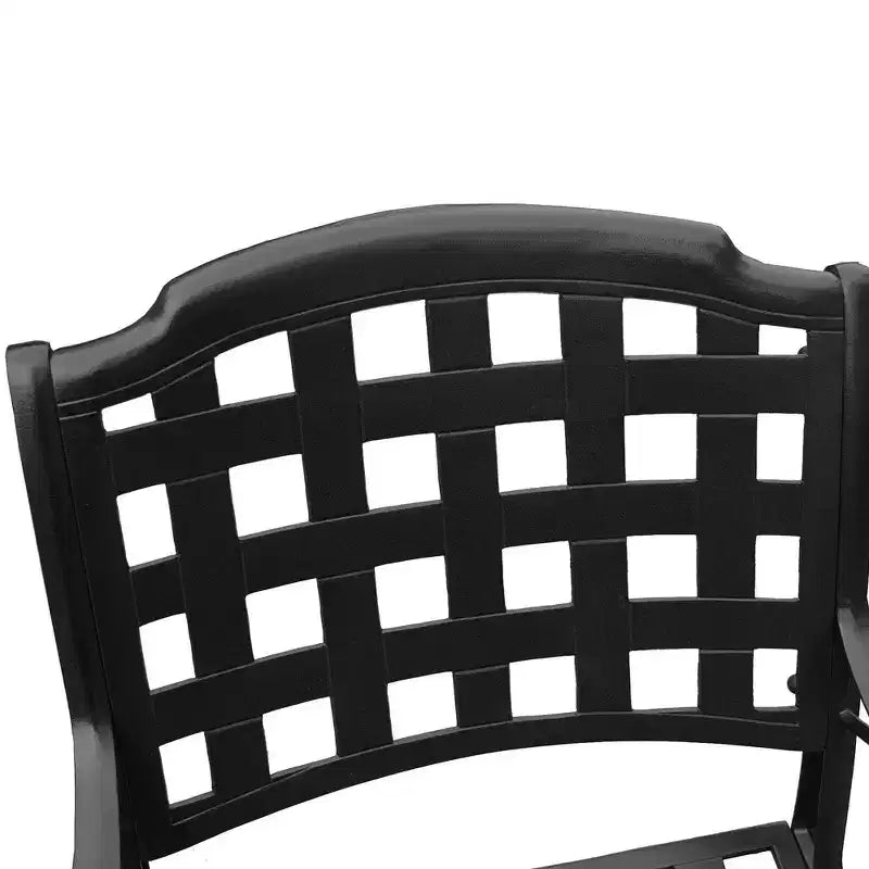 5pc Patio Dining Set with 48 Ornate Outdoor Mesh Aluminum Round Table & Checker Chairs - Black - Oakland Living: UV-Resistant, Mold-Resistant