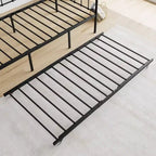MAYEERTY Twin Size Metal Daybed Frame with Trundle, Heavy Duty Sofa Bed Platform, No Box Spring Needed, Black