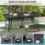 Gymax 9PCS Patio Dining Set Rectangular Table & Stackable Chairs w/Umbrella Hole