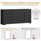 12 Drawers Dresser for Bedroom Wooden, Modern Wide TV Stand Dressers for 65 Inch TV, Wood Chest of Drawers, Farmhouse Clothes Storage for Living Room